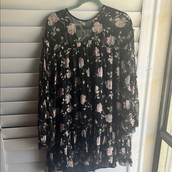 Ulla Johnson Dahlia Floral Sheer Black Dress size 4 - Picture 2 of 7